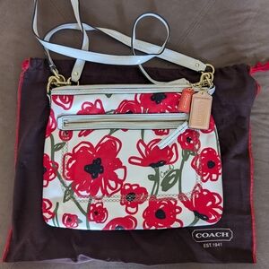 Coach Floral Crossbody Bag - Red and White